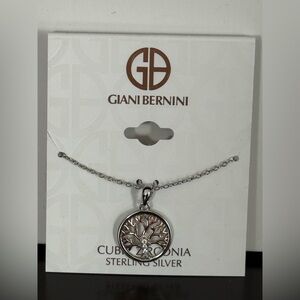 Giani Bernini Silver and gold rose Tree Pendant Necklace w Cubic Zirconia accent